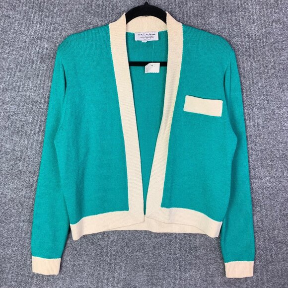 st.john Sweaters - NWT $183 St. John Sportwear Open Front Cardigan Turquoise Blue Women’s Sz Small